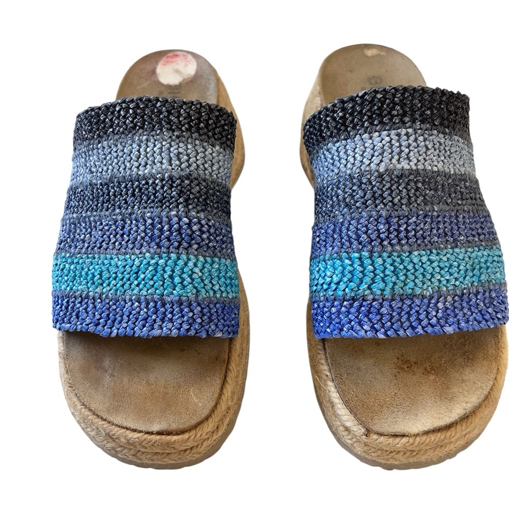 Biostep Platform Espadrille Sandals Made in Spain Blue Woven Upper Sz 7 - Picture 4 of 10